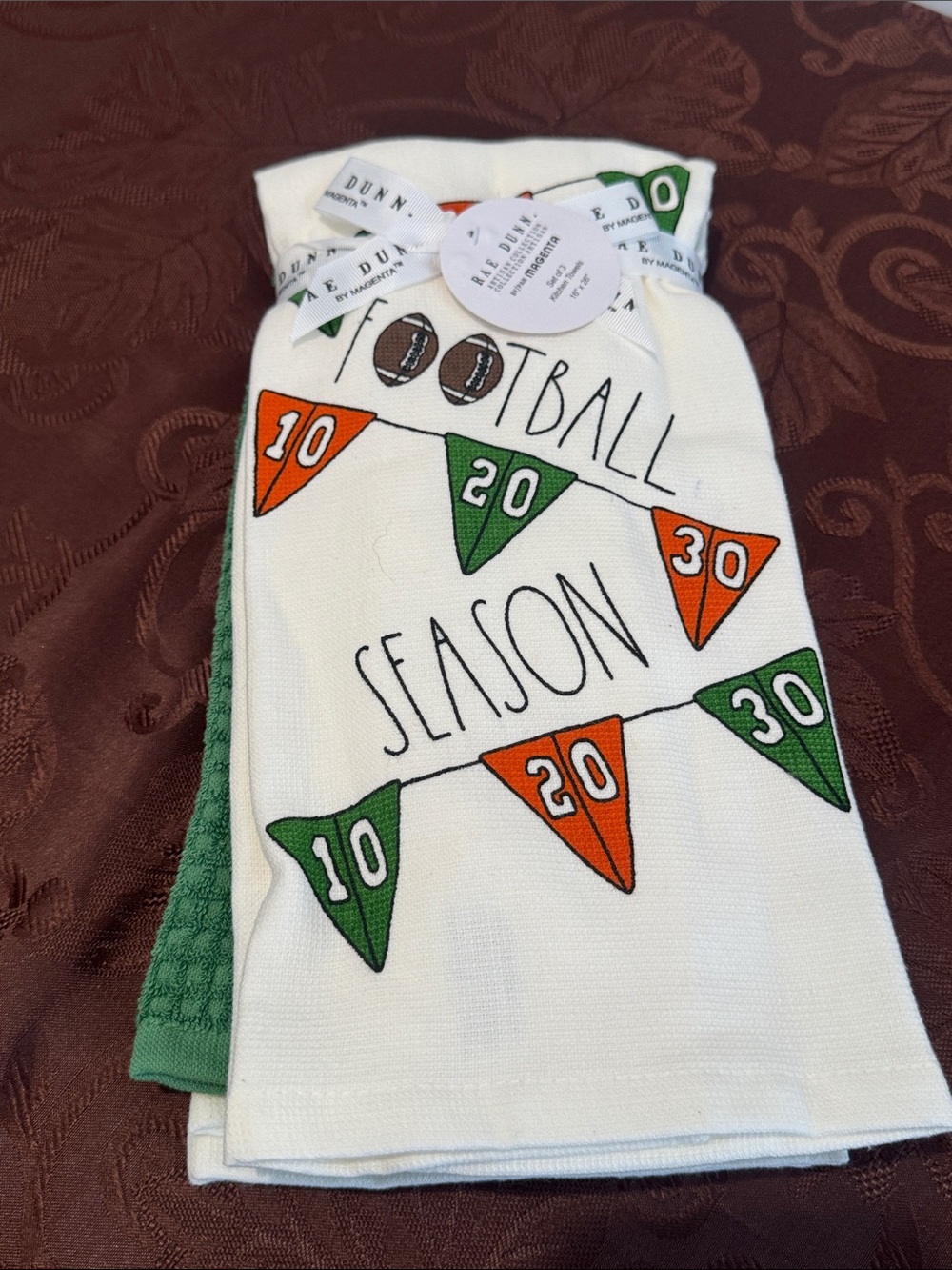 🏈 Rae Dunn Football Season Kitchen Towel Set (3)
